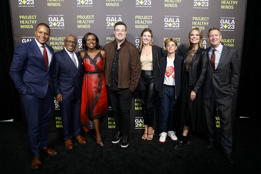 Carson daly and his son with Today cast at Project Healthy Mind's Gala in NYC for World Mental Health Day, Oct 10, 2023.