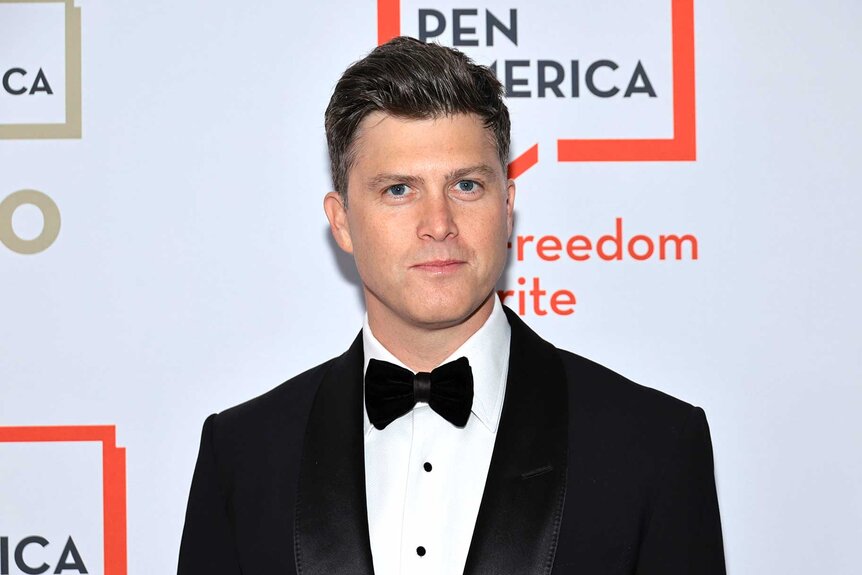 Colin Jost, wearing a black suit, attends the 2023 PEN America Literary Gala.