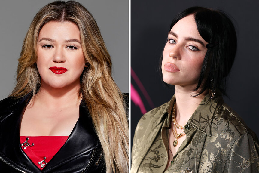 (l-r) A side by side of Kelly Clarkson and Billie Eilish