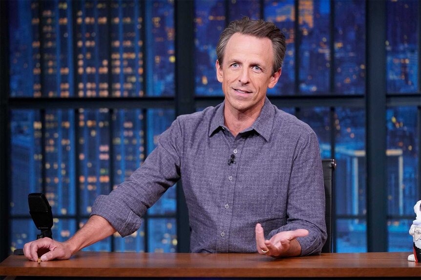 Seth doing his monologue on Late Night With Seth Meyers episode 1439