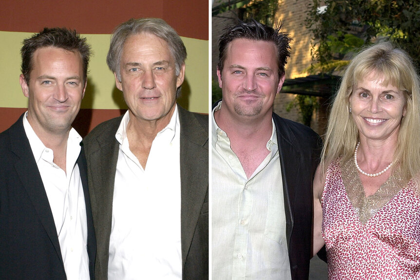 A split of Matthew Perry with his father John Perry and Matthew perry with his mom Suzanne Perry
