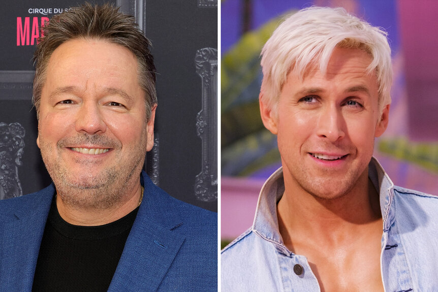 A side by side of Terry Fator and Ken from the movie barbie