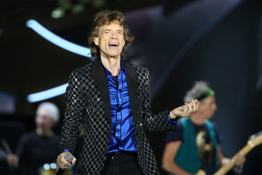 Mick Jagger performs onstage with The Rolling Stones