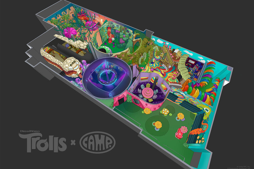 Trolls Band Together camp store concept