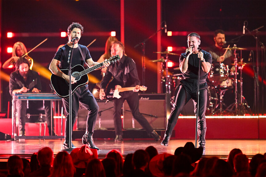 Dan + Shay perform on stage at the CMA's