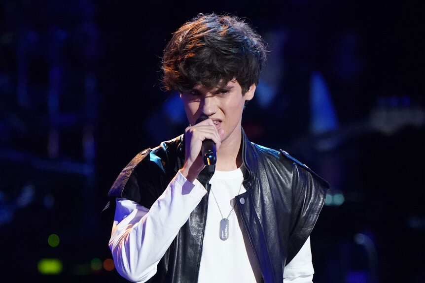 Tanner Massey performs on The Voice stage