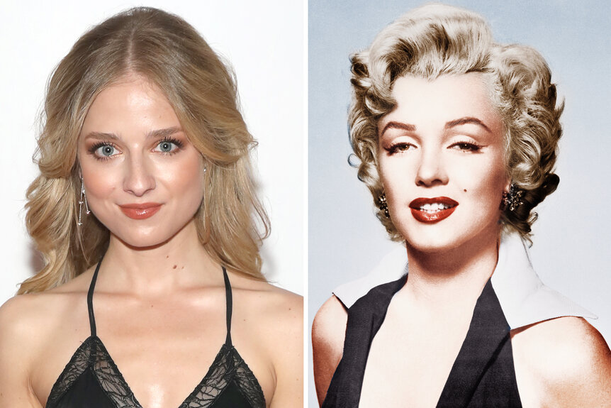 A split of Jackie Evancho and Marilyn Monroe