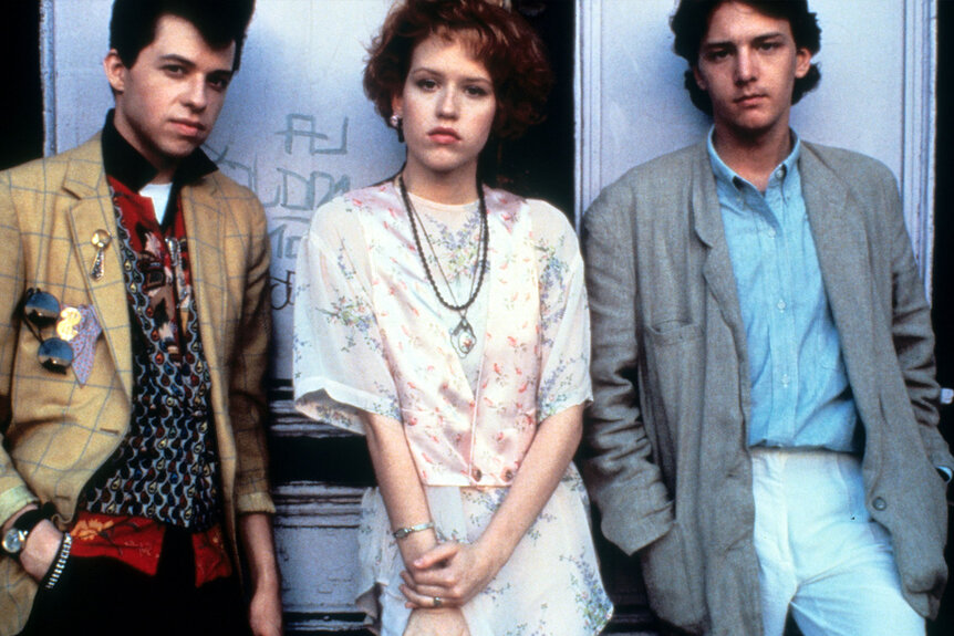 Jon Cryer, Molly Ringwald and Andrew McCarthy on set of 'Pretty In Pink'