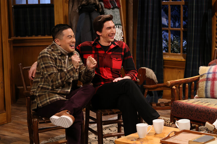 Bowen Yang and Adam Driver during a sketch on saturday night live episode 1851
