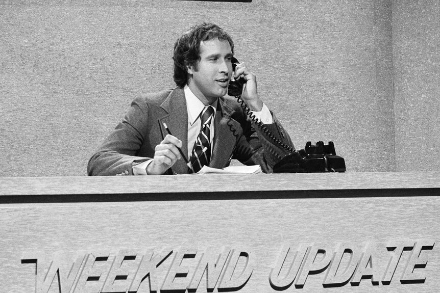 Chevy Chase appears in a Weekend Update SNL segment