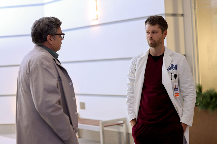 Dr. Daniel Charles (Oliver Platt), and Dr. Mitch Ripley (Luke Mitchell) appear in Season 9 Episode 1 of Chicago Med