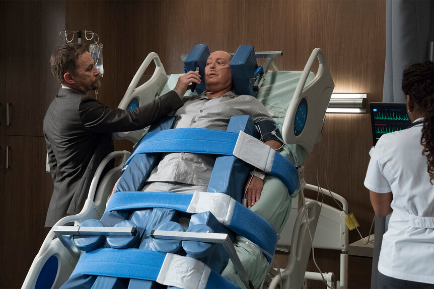 Raymond "Red" Reddington in a hospital bed on The Blacklist Episode 701