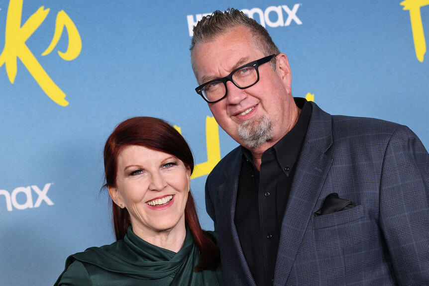 Kate Flannery and Chris Haston attend the Los Angeles Season 2 Premiere of HBO Max's "Hacks"