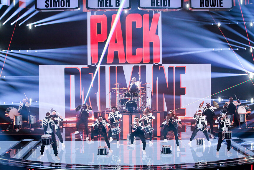 Pack Drumline appear onstage during Season 1 Episode 7 of America’s Got Talent: Fantasy League