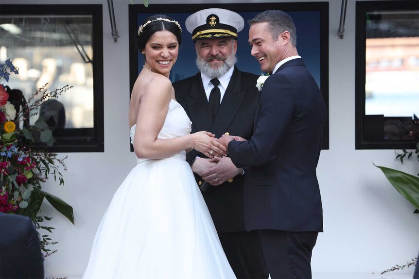 Stella Kidd and Kelly Severide get married on a boat on Chicago Fire Episode 1022