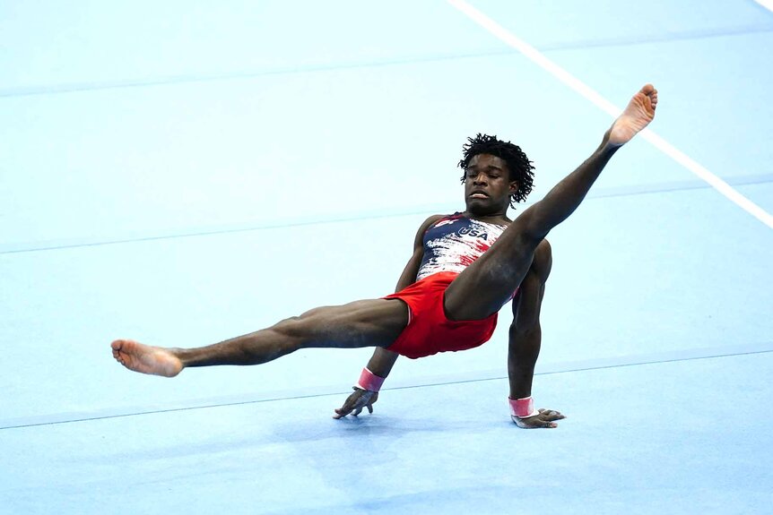 Frederick Richard competes on the Men's Floor Apparatus Final at the 2023 Artistic Gymnastics World Championships.