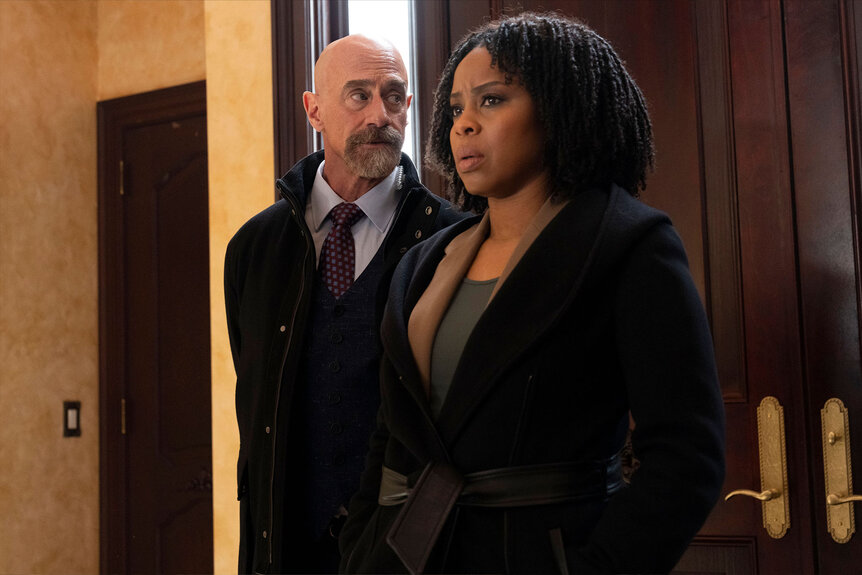 Detective Elliot Stabler (Christopher Meloni) and Sergeant Ayanna Bell (Danielle Moné Truitt) appear in Season 4 Episode 4 of Law & Order: Organized Crime