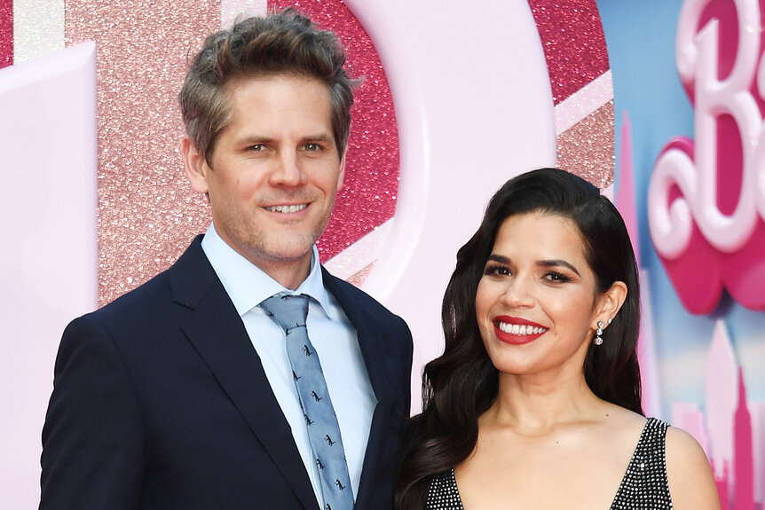 Ryan Piers Williams and America Ferrera on the red carpet at the Premiere of Barbie