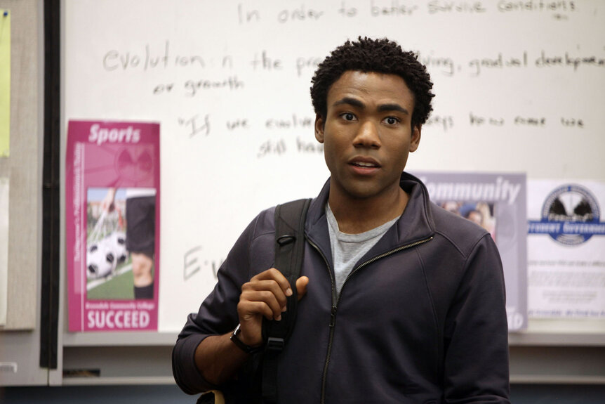 Troy (Donald Glover) stares off in an episode of Community