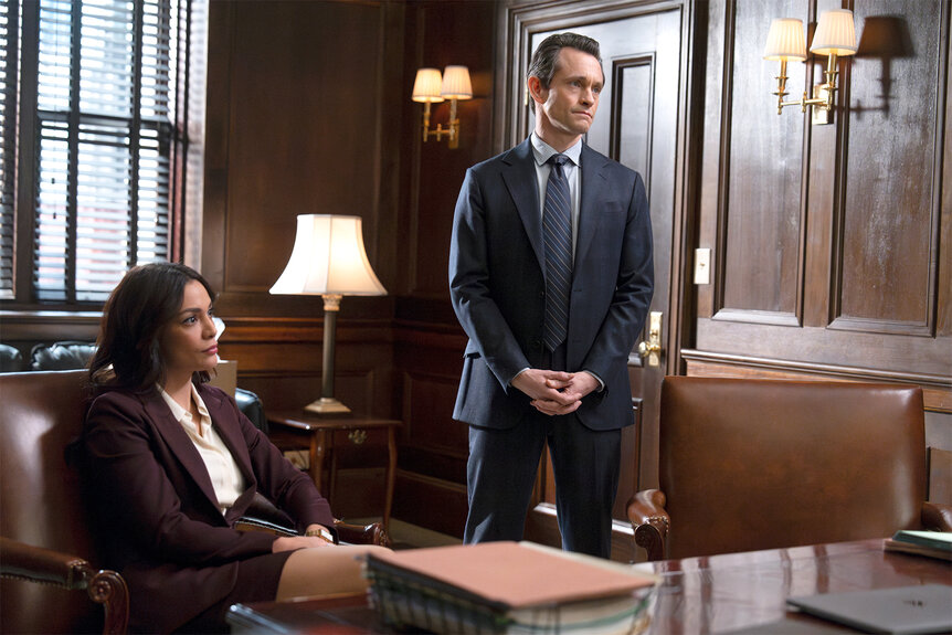 Ada Samantha Maroun and Ada Nolan Price in an office on Law & Order Season 23 Episode 7