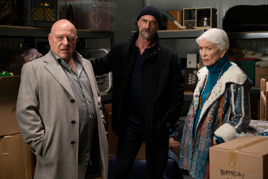Randall, Elliot, and Bernadette Stabler stand together in Law & Order: Organized Crime Season 4 Episode 8.