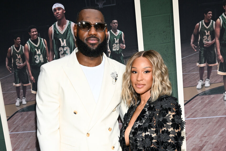 Lebron James and his wife Savannah James attend the premiere of "Shooting Stars"