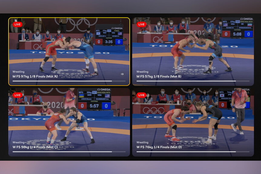 A screen showing how to access the olympics Traditional Multiview on peacock