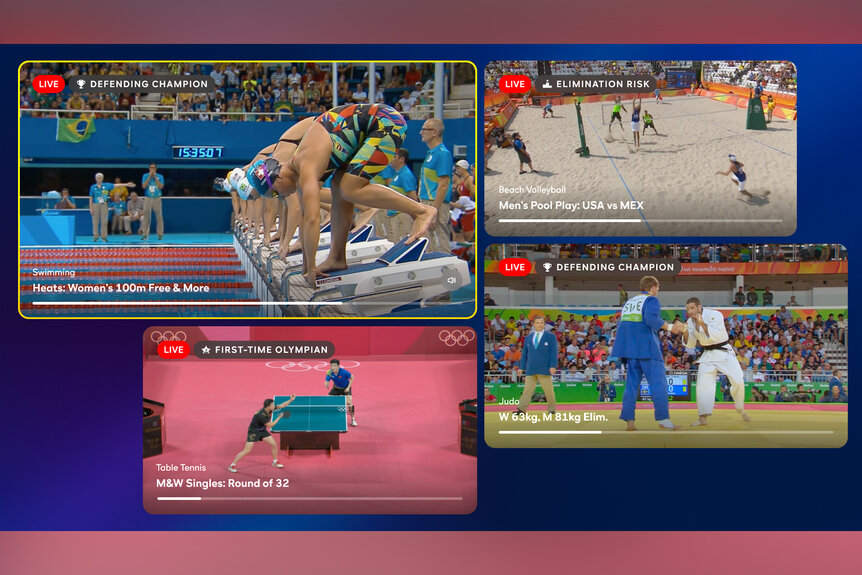 A screen showing how to access the olympics Discovery Multiview on peacock