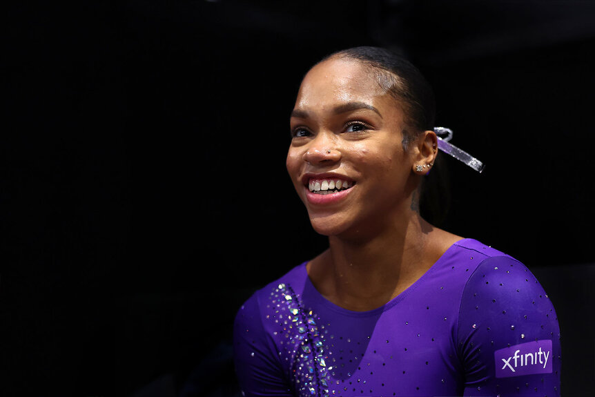 Close up of Shilese Jones during Day Nine of the 2023 Artistic Gymnastics World Championships