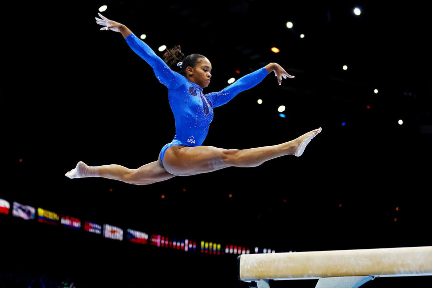Shilese Jones of Team United States competes on Balance Beam during the Women's All Around Final on Day Seven of the 2023 Artistic Gymnastics World Championship