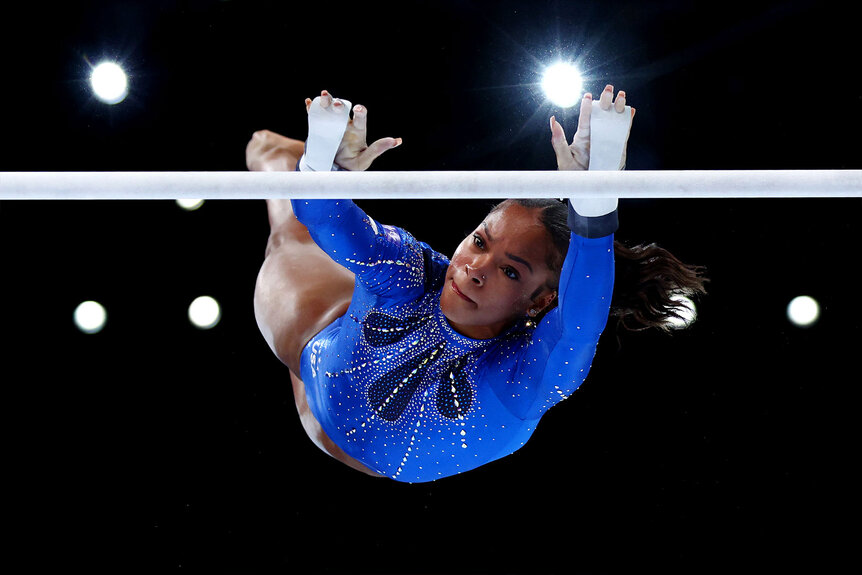 Shilese Jones of Team United States competes on Uneven Bars during the Women's All Around Final on Day Seven of the 2023 Artistic Gymnastics World Championships