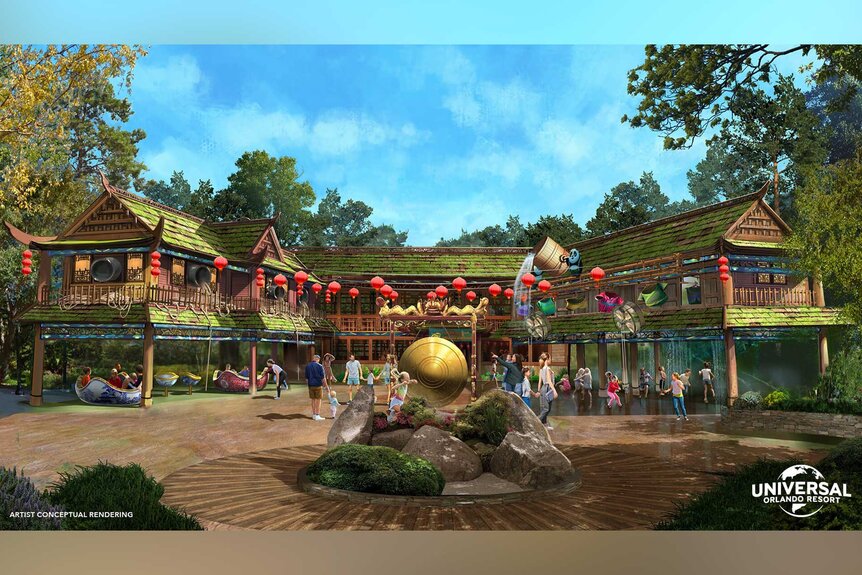 An artist rendering of Po's Kung Fu Training Camp At Dreamworks Land At Universal Orlando Resort