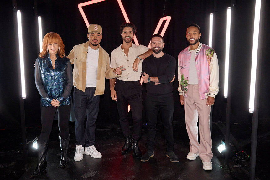 Reba McEntire, Chance The Rapper, Dan + Shay, and John Legend appear in Season 25 Episode 5 of The Voice