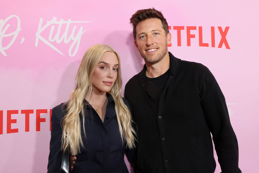 Alex Cooper and Matt Kaplan on the carpet of Netflix's XO, Kitty Los Angeles Premiere