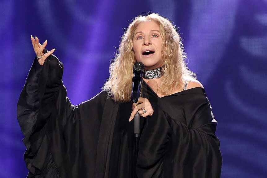 Barbra Streisand performs on stage in new york city