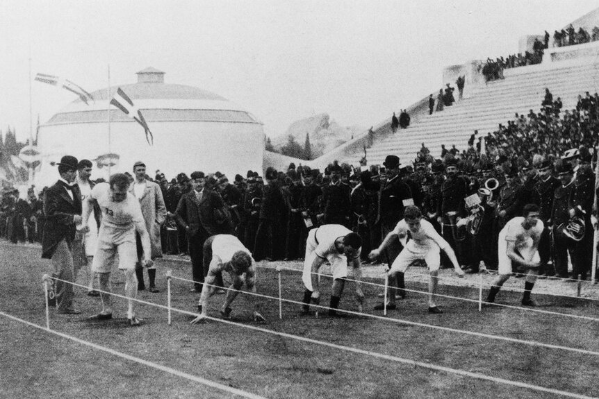 The start of the 100 meter race in Athens Greece at the 1896 olympicsModern Olympics