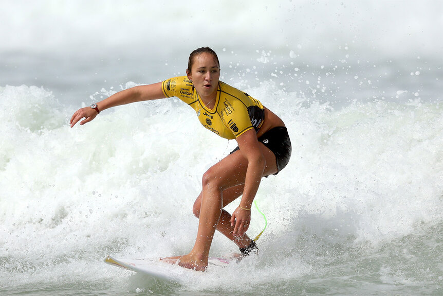 Carissa Moore surfs during the Round 3 of the Oi Rio Pro