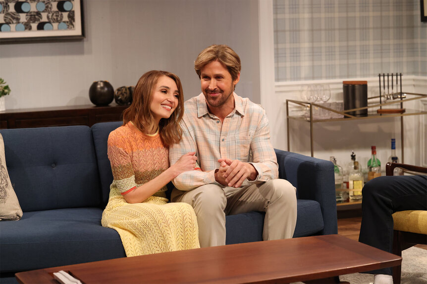 Ryan Gosling and Chloe Fineman during a sketch on Saturday Night Live Episode 1861