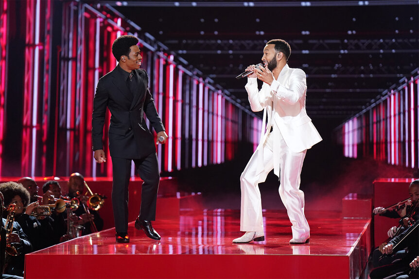 Nathan Chester and John Legend perform on The Voice finale part 2