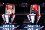 Chance The Rapper and Reba McEntire in their coaches chairs on The Voice Episode 2506