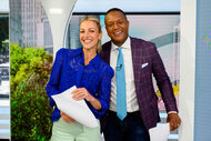 Craig Melvin and his wife Lindsay Czarniak pose for a photo together