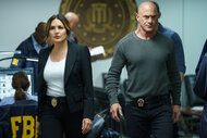 Olivia Benson and Elliot Stabler walk together in Law & Order: Special Victims Unit Season 24 Episode 22.