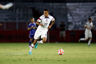 Maximilian Dietz passes the ball during the first half against the Japan U-23 men's team