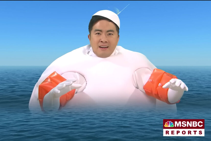 Bowen Yang as the spy balloon in an SNL cold opening